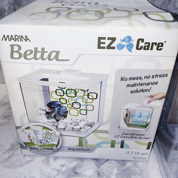 Betta fish tank. Marina Betta EZ Care Aquarium Kit White 0.7 Gal. 7"Lx6.5"Wx7"H - Picture 3 of 16